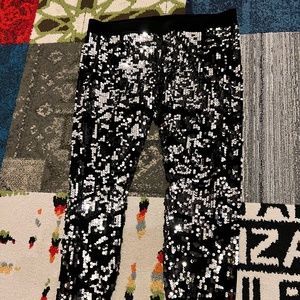 Sequin and velvet leggings